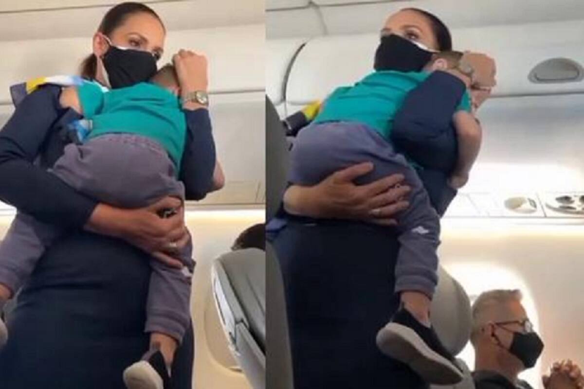 VIDEO: auxiliar de vuelo calma el llanto del bebé de una pasajera