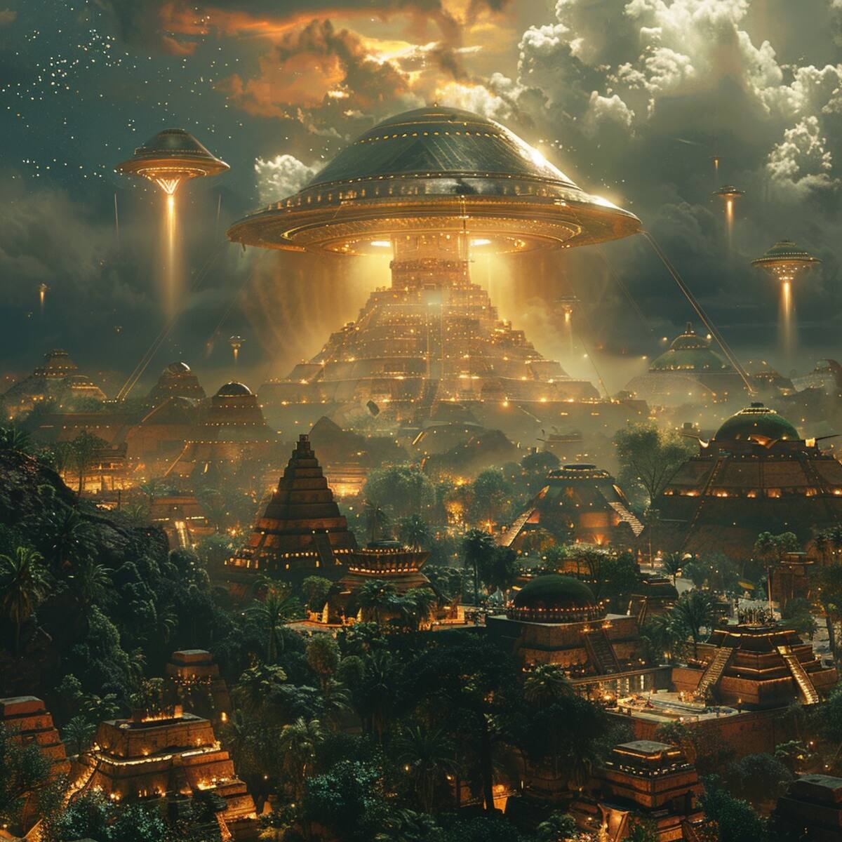 La Inteligencia de Midjourney se ha imaginado al imperio Azteca futurista. En el año 2100 y sin haber sido conquistado por los españoles.