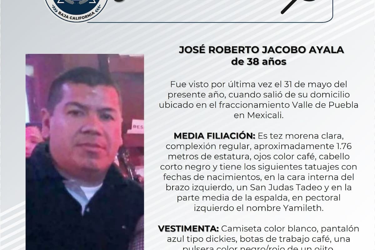 Se solicita ayuda para localizar a  José Roberto Jacobo Ayala
