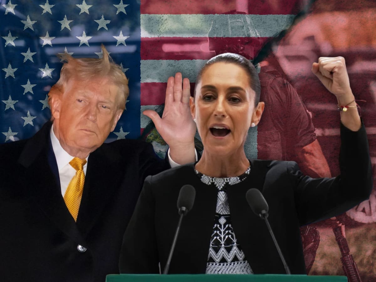 Sheinbaum pospone su conferencia matutina porque hoy hablará con Donald Trump, luego de que el presidente de Estados Unidos reavivó el discurso de acciones terrestres contra cárteles tras la incursión militar en Venezuela. | Crédito: Presidencia/AP/Canva