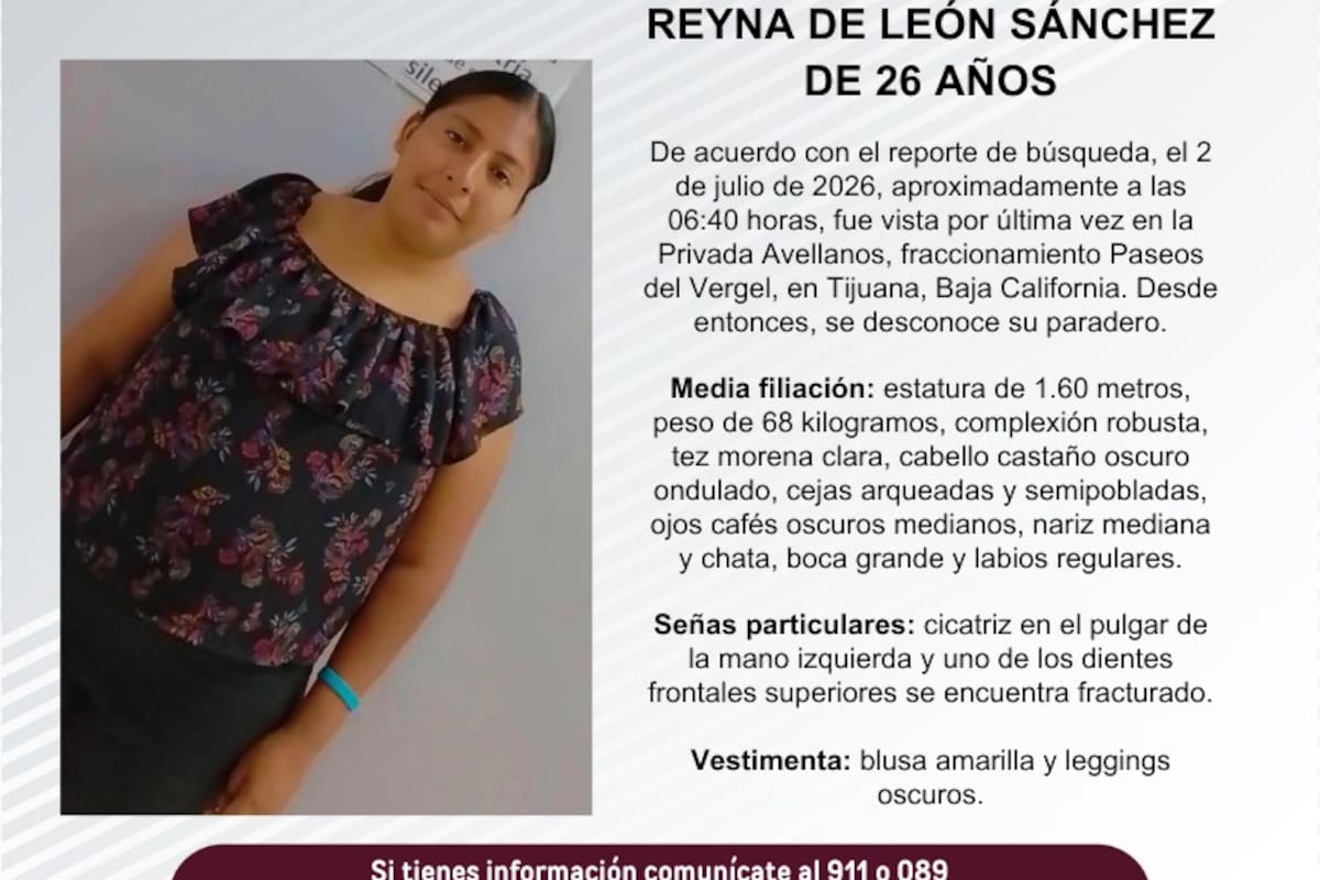Se busca Reyna de León Sánchez de 26 años de edad