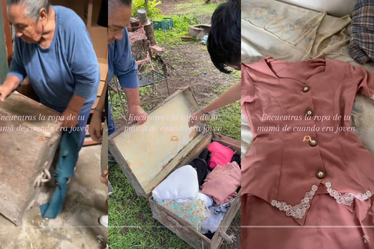 VIDEO | Mujer encuentra un baúl con la ropa que su madre utilizaba cuando era joven