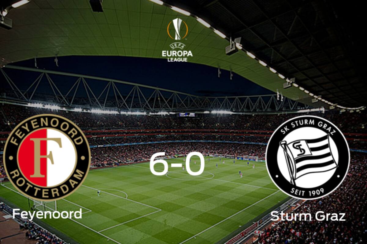 Los tres puntos se quedan en casa: goleada de Feyenoord Rotterdam a SK Sturm Graz (6-0)