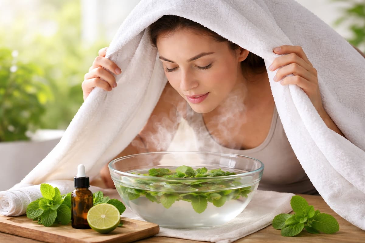 Cómo despejar los senos nasales con inhalación de menta