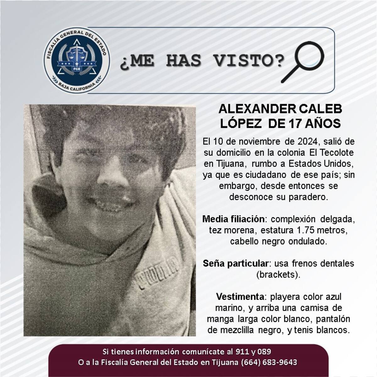 Alexander Caleb López fue visto por última vez el 10 de noviembre del 2024.