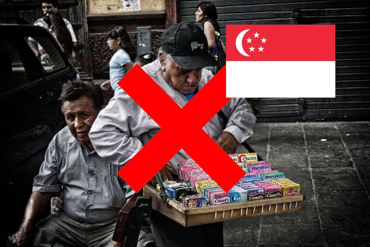 Mientras en México vender chicles en la calle es el sustento de varias familias en Singapur es un delito que multan por más de 30 mil pesos