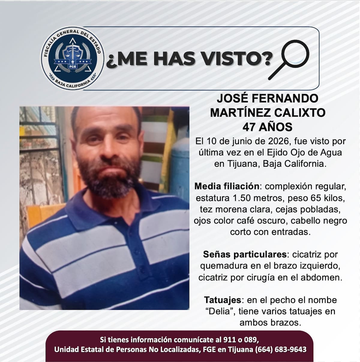 Fue visto por última vez el 10 de junio de 2026.