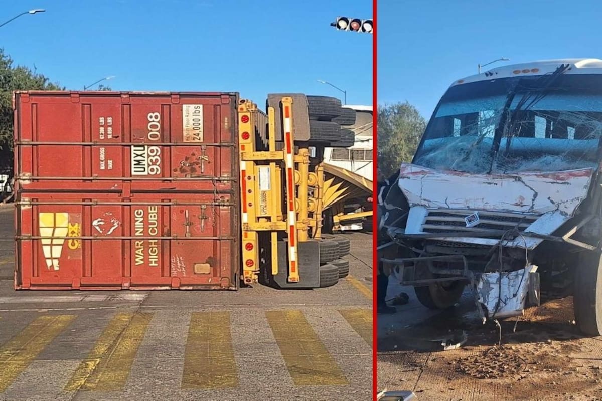 Choque entre tractocamión y autobús de personal deja 15 lesionados