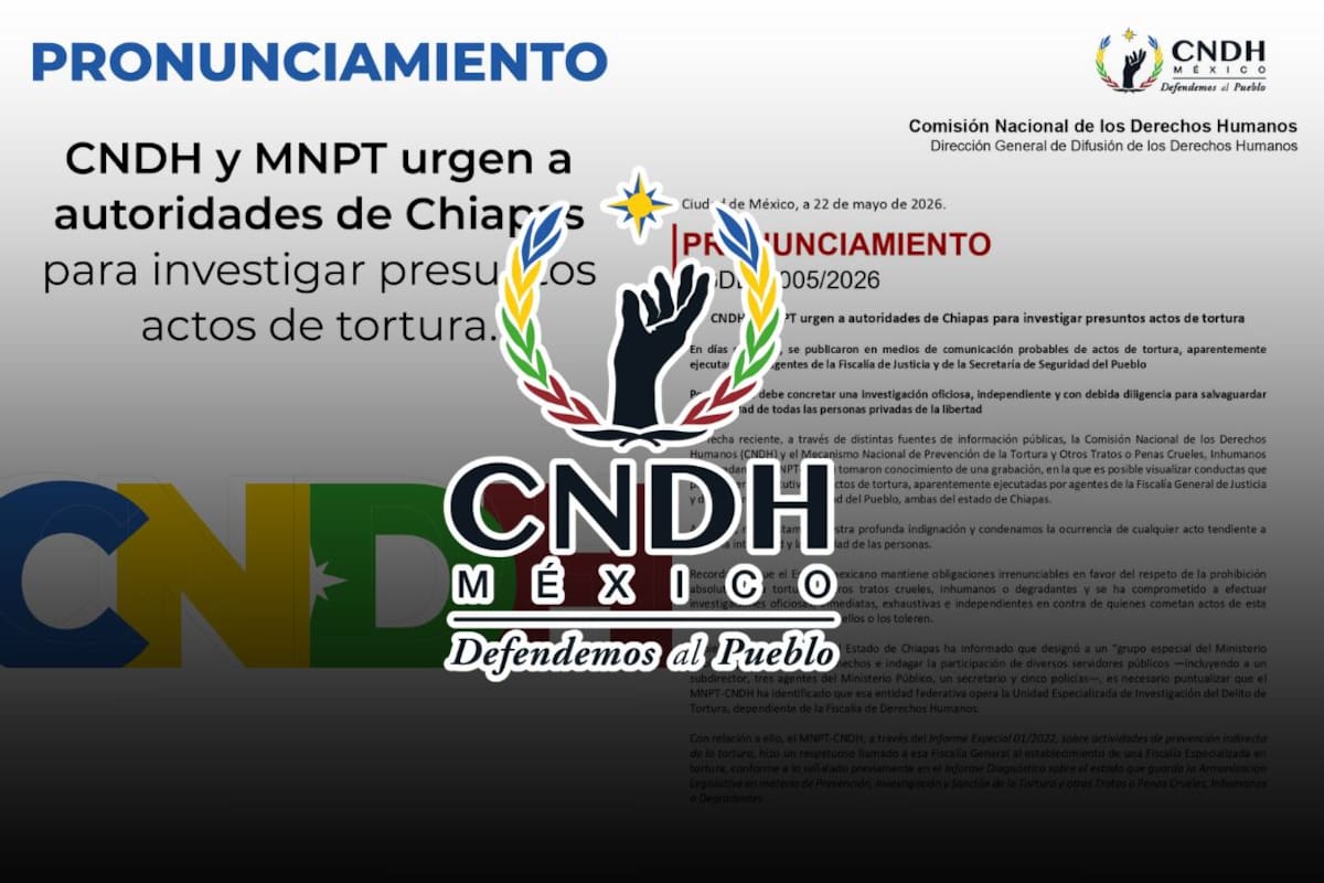 CNDH pide investigar como tortura el caso de agentes de Chiapas que aparecen asfixiando con bolsas a dos detenidos