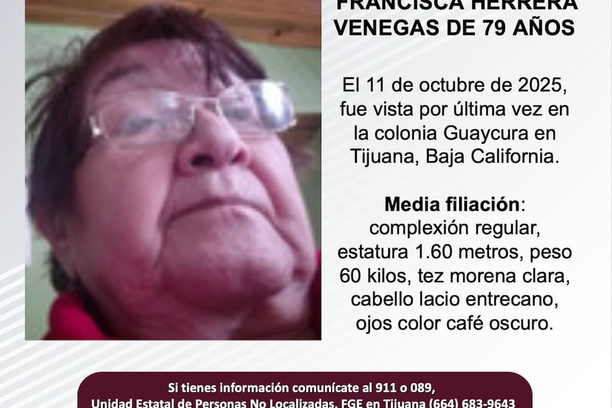 Se busca a Francisca Herrera Venegas de 79 años