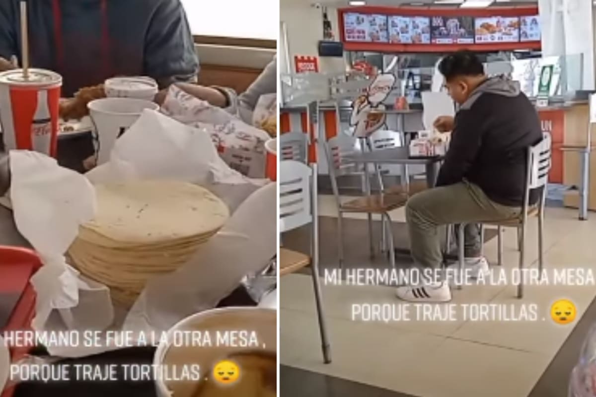 VIDEO: Le dio "pena ajena"; Se avergüenza de su familia por llevar tortillas al KFC