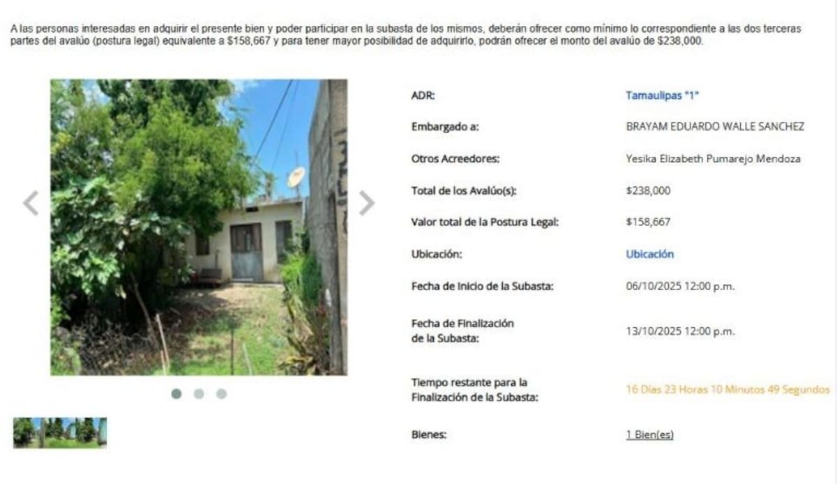 Compra casas y vehículos a precios bajos gracias a las subastas del SAT