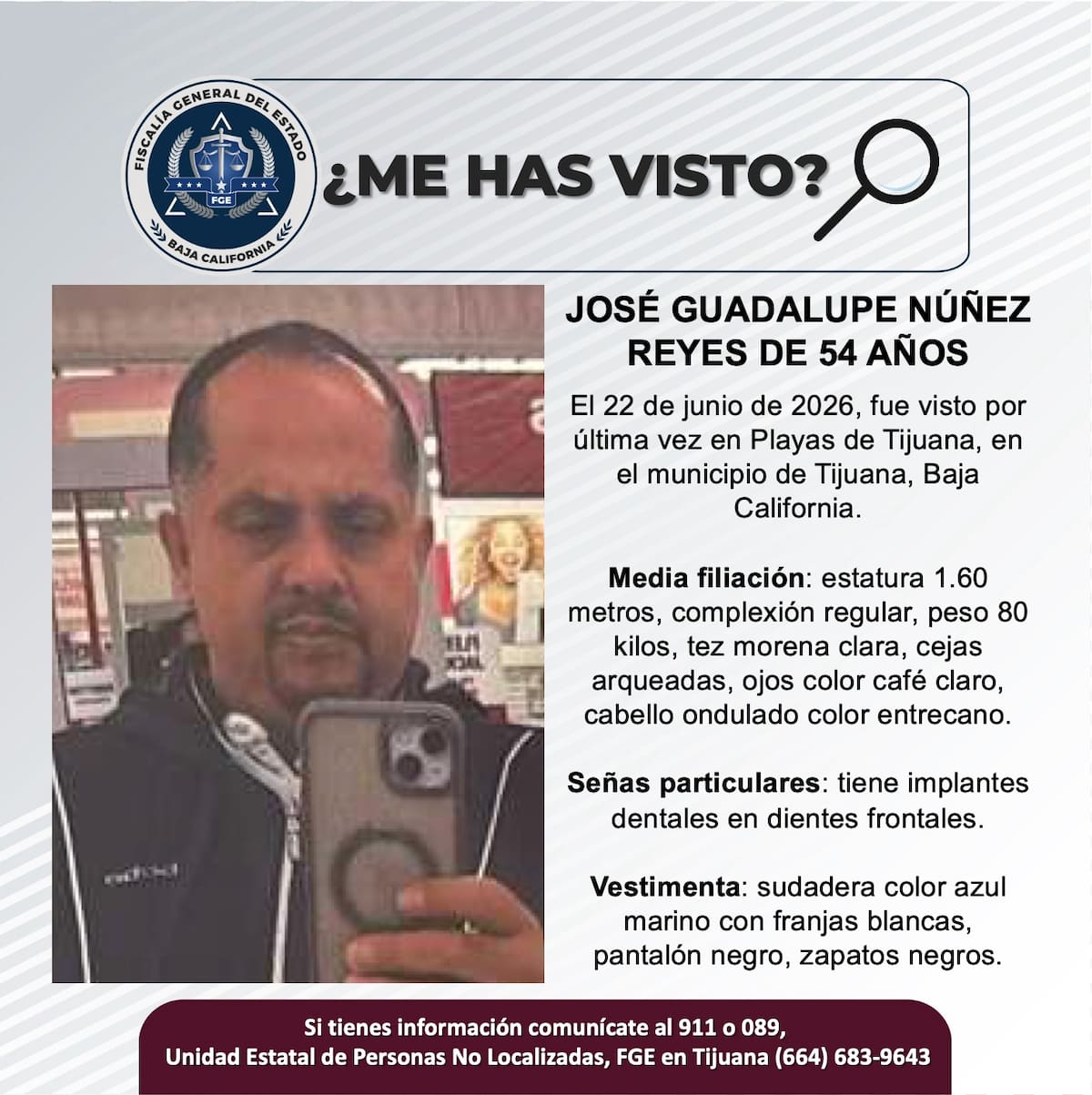 Fue visto por última vez el 22 de junio de 2026.