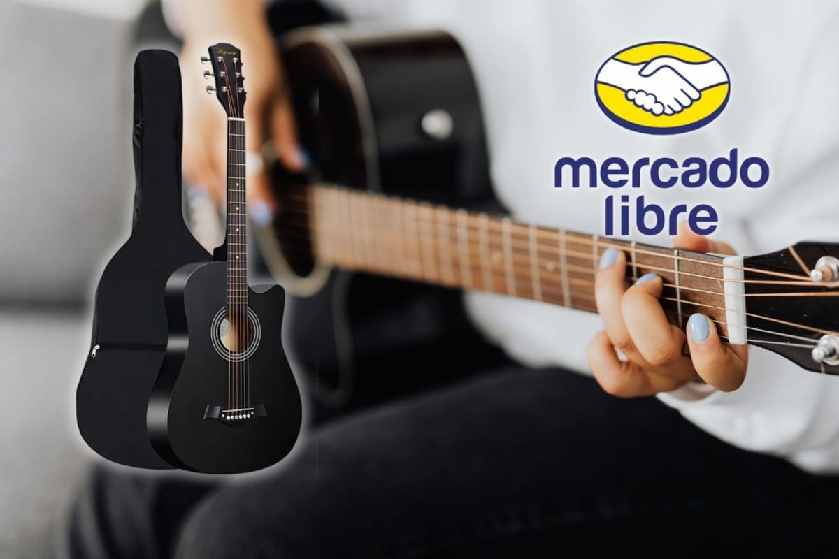 Mercado Libre rebaja a 818 pesos kit completo de guitarra acústica para principiantes con soporte, funda y cuerdas de repuesto