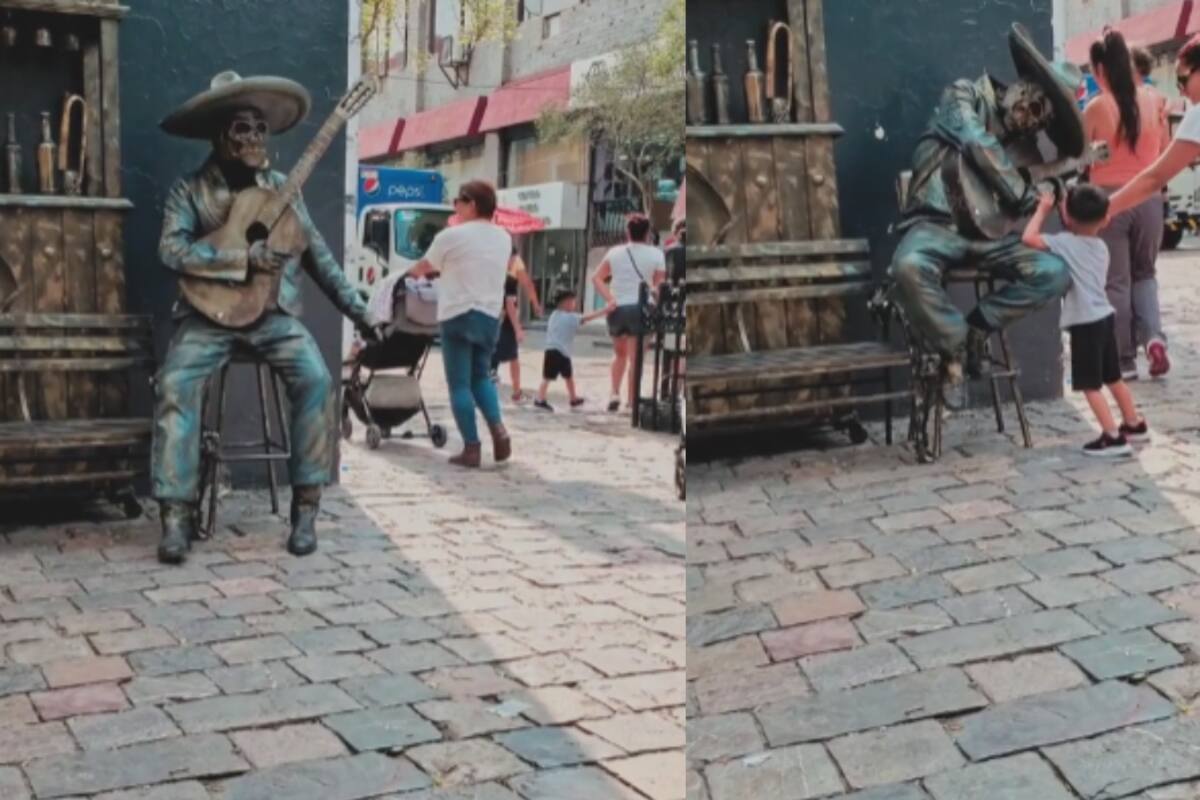 Estatua viviente le juega una broma a niño: mira su rección
