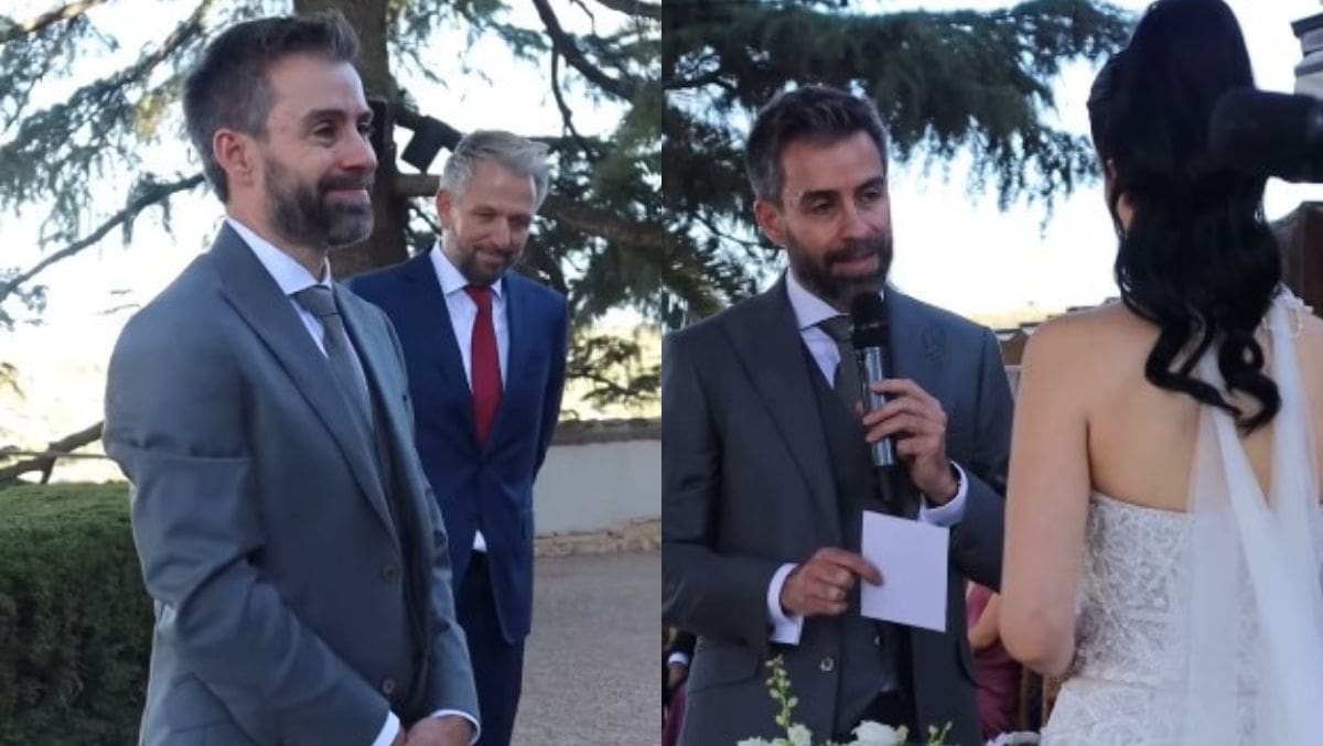 Juan Luis en su boda con Lupita Villalobos