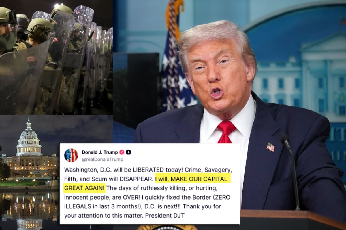 Trump toma control de Washington D.C.: Despliega 800 elementos de la Guardia Nacional para “limpiar” la capital del crimen descontrolado, contradiciendo cifras oficiales