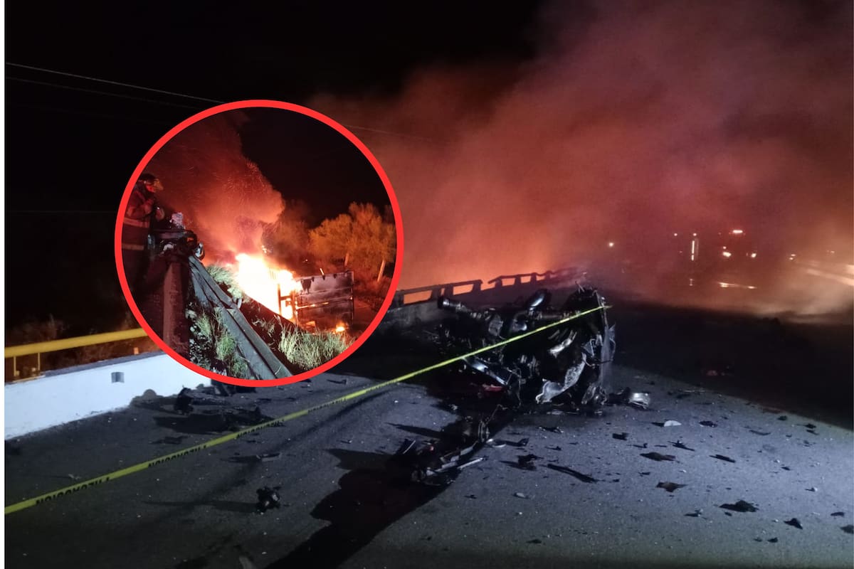 Tráiler con 8 toneladas de jabón se incendia tras chocar en la carretera Hermosillo-Guaymas; hay dos lesionados