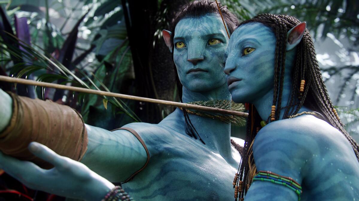 FILE - In this undated file film publicity image originally released by 20th Century Fox, the character Neytiri, voiced by Zoe Saldana, right, and the character Jake, voiced by Sam Worthington are shown in a scene from, "Avatar." Director James Cameron says he plans to make three sequels to his 2009 sci-fi blockbuster movie Avatar in New Zealand. (AP Photo/20th Century Fox, File)