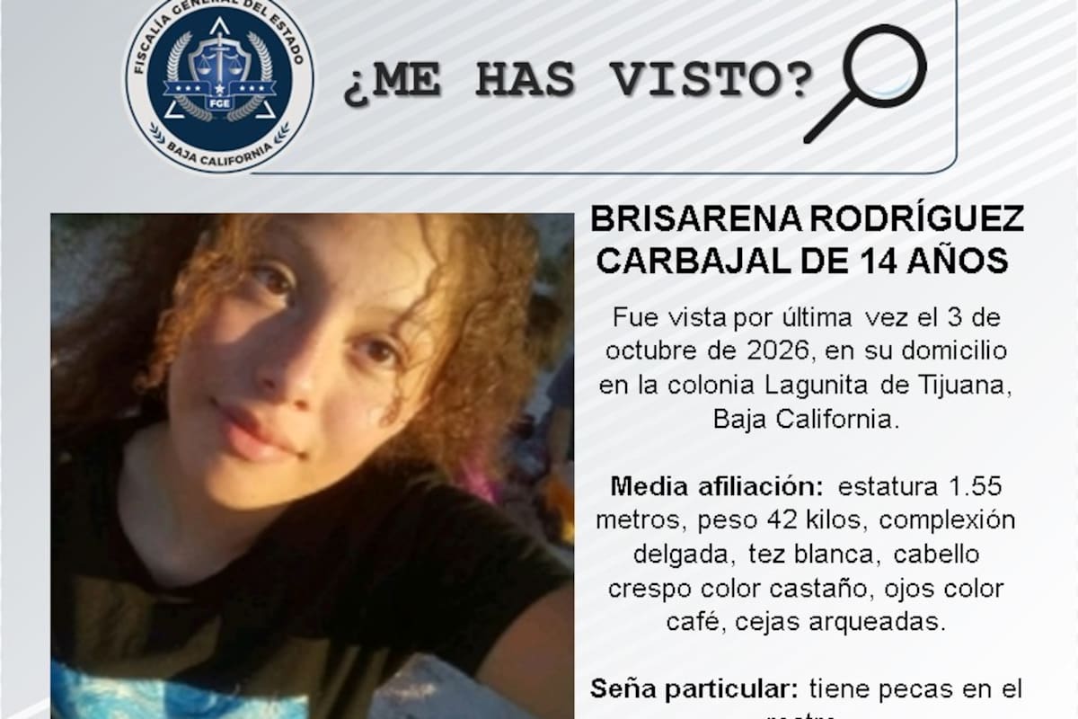 Se busca a Brisarena Rodríguez Carbajal de 14 años