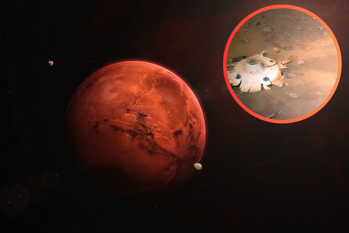 Un helicóptero de la NASA captó retazos de una nave espacial en la superficie de Marte