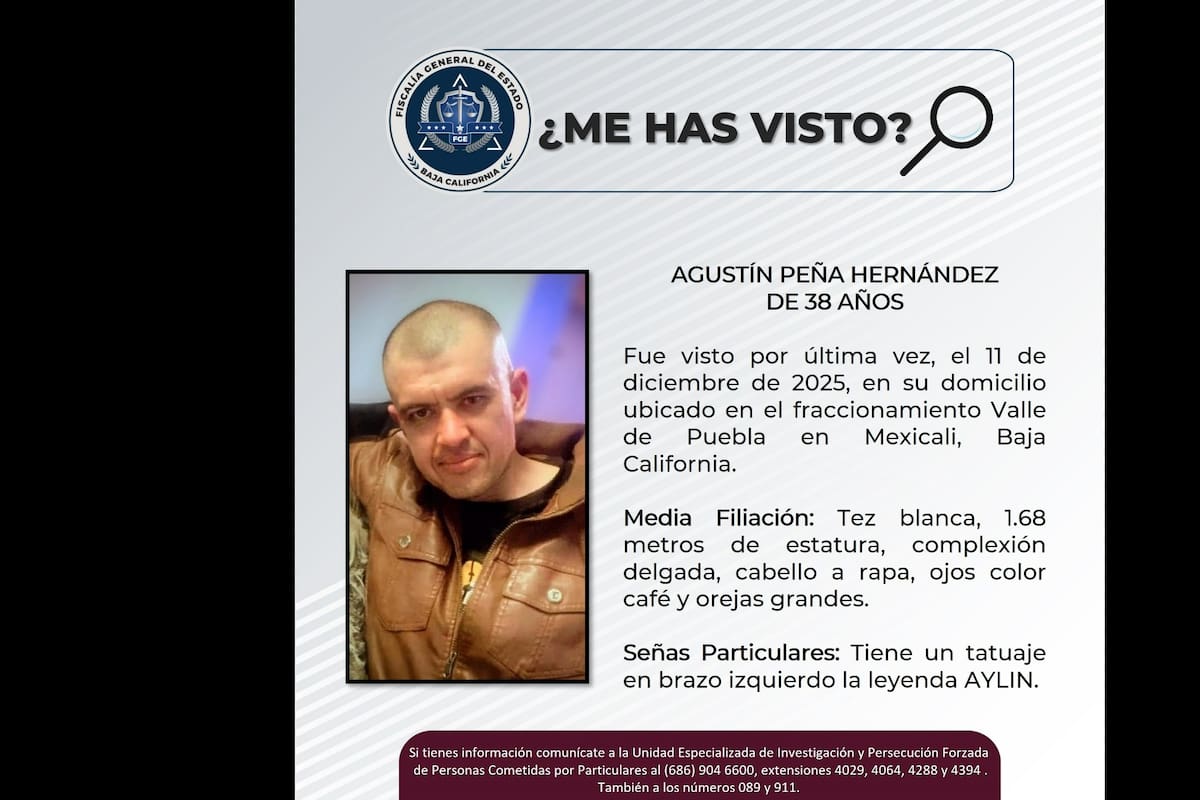 Agustín desapareció el 11 de diciembre y su familia lo espera en casa