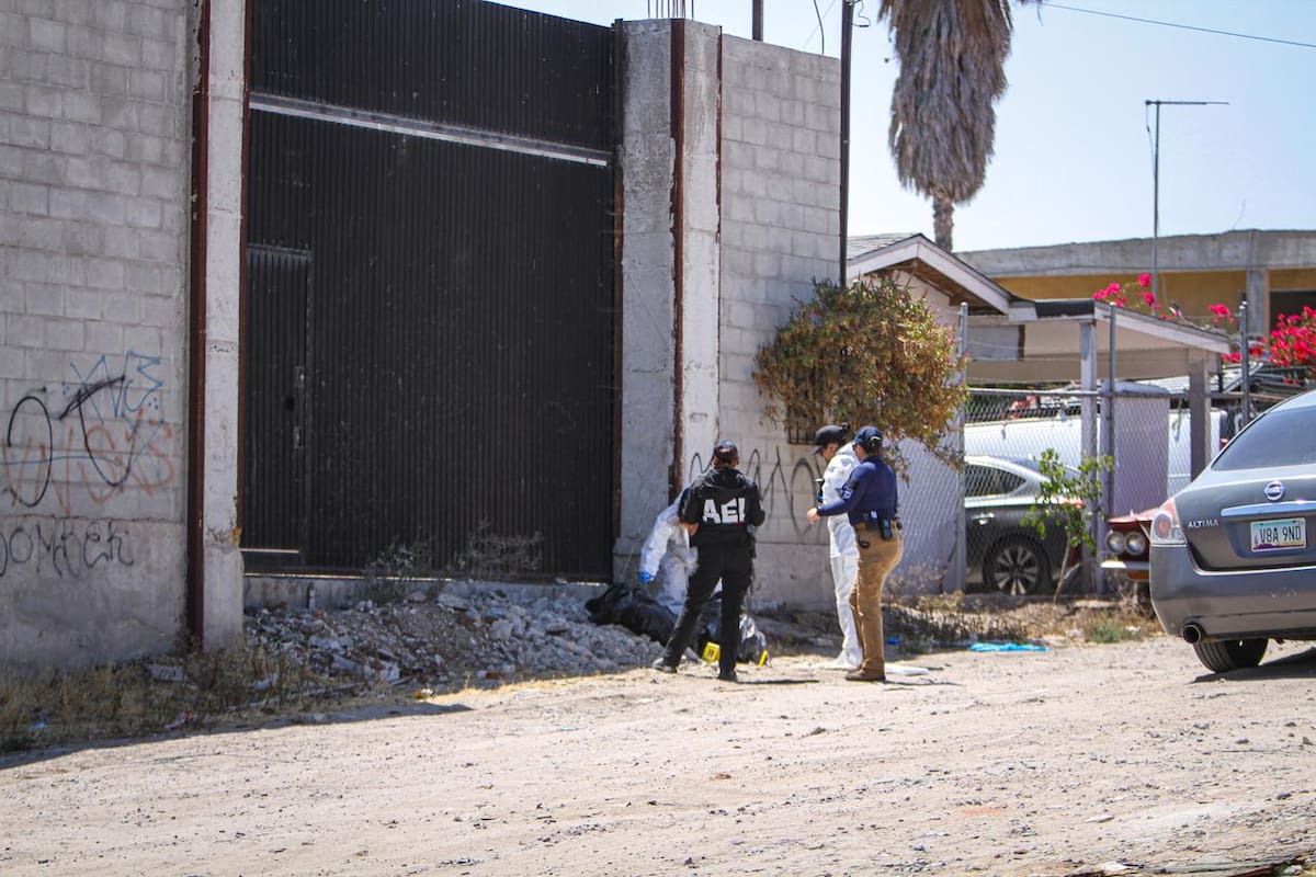Los cuerpos fueron encontrados dentro de bolsas de plástico en la colonia Ejido Francisco Villa; hasta el momento las víctimas no han sido identificadas. Foto: Border Zoom.