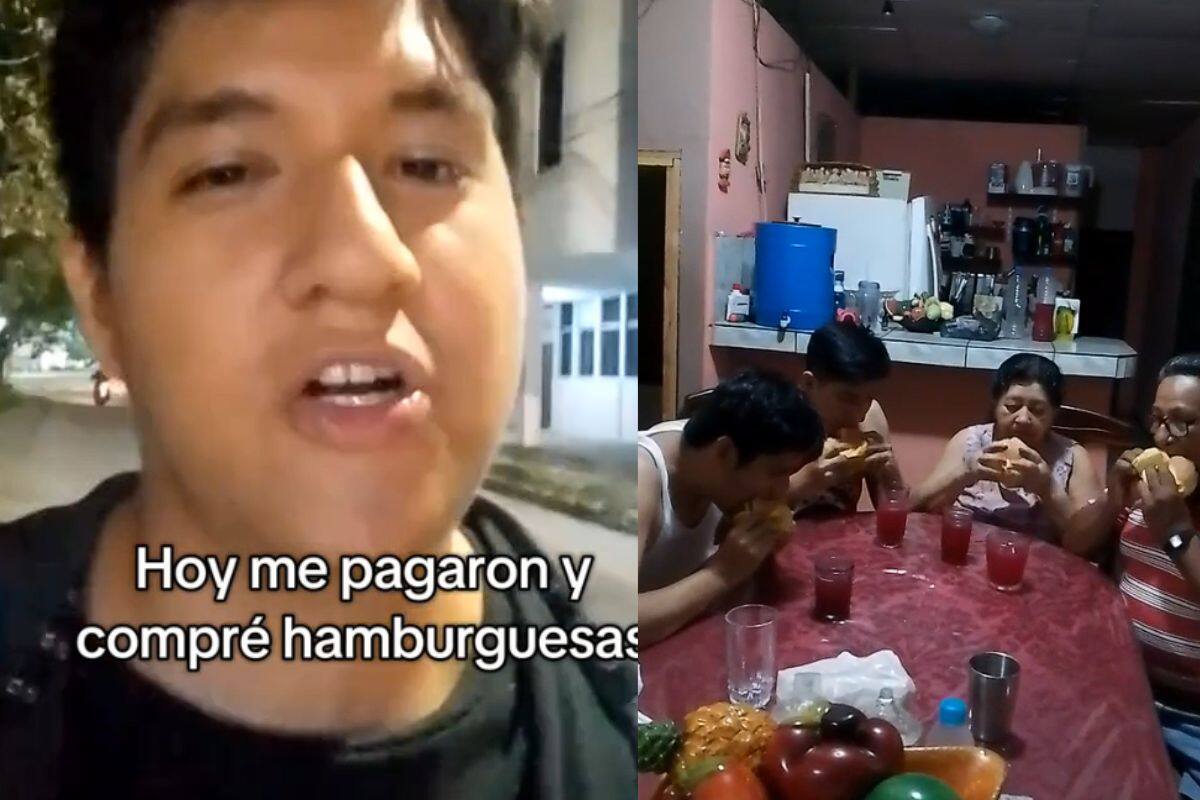 “Dime que eres millonario…”: Hombre recibe su paga y compra hamburguesas para comer con su familia