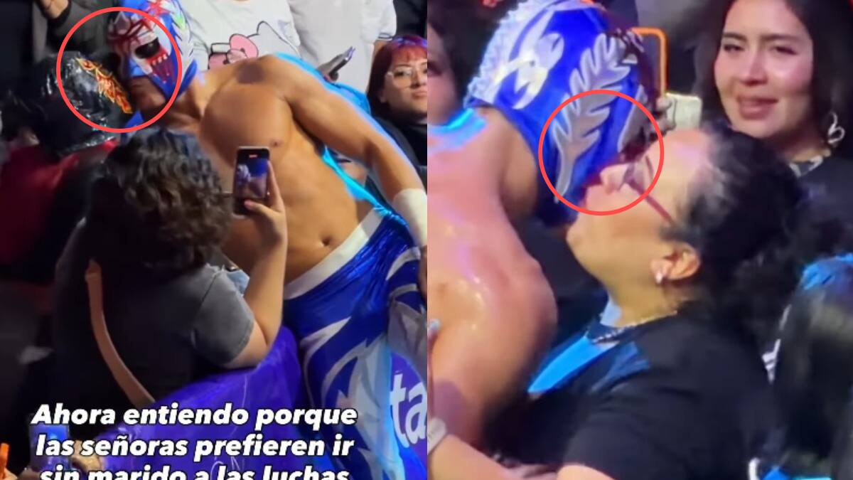 “Ya sé por qué a las señoras les gusta ir a la lucha libre.”: luchador es captado repartiendo besos y abrazos a las señoras en el público y causa revuelo en redes