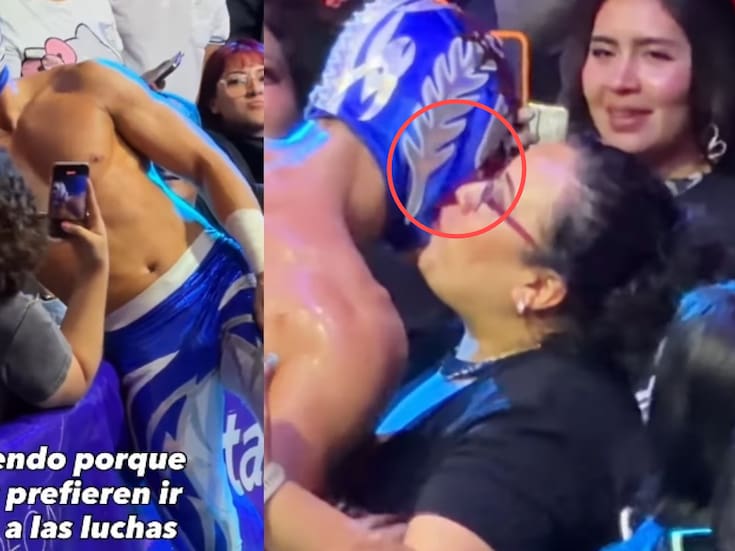 “Ya sé por qué a las señoras les gusta ir a la lucha libre.”: luchador es captado repartiendo besos y abrazos a las señoras en el público y causa revuelo en redes