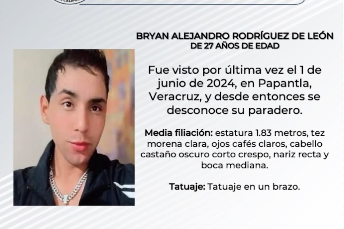 Se busca a Bryan Alejandro Rodríguez de León de 27 años de edad