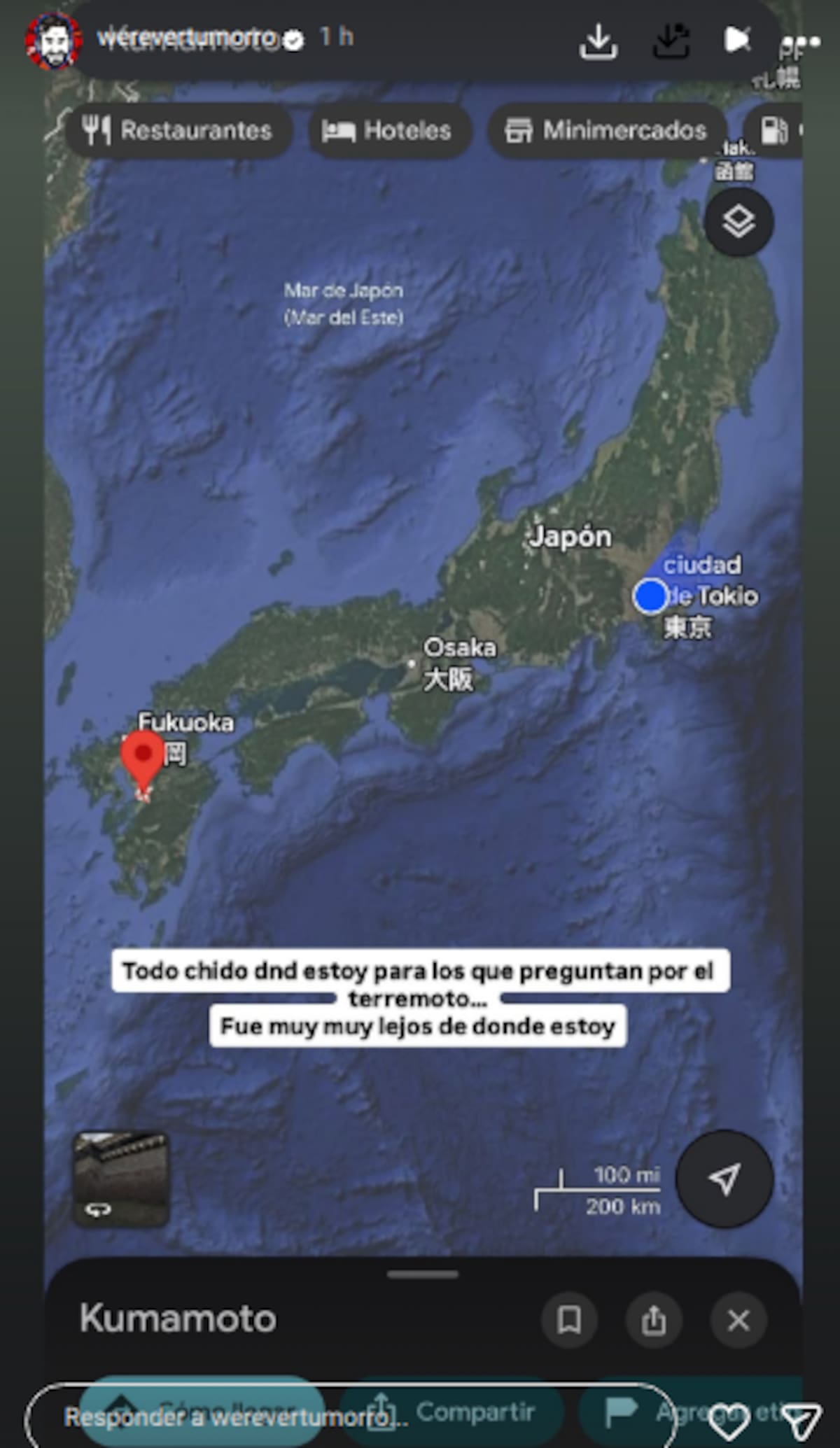 Werevertumorro vive el terremoto de magnitud 7.1 durante sus vacaciones en Japón y explica cómo se encuentra tras el sismo