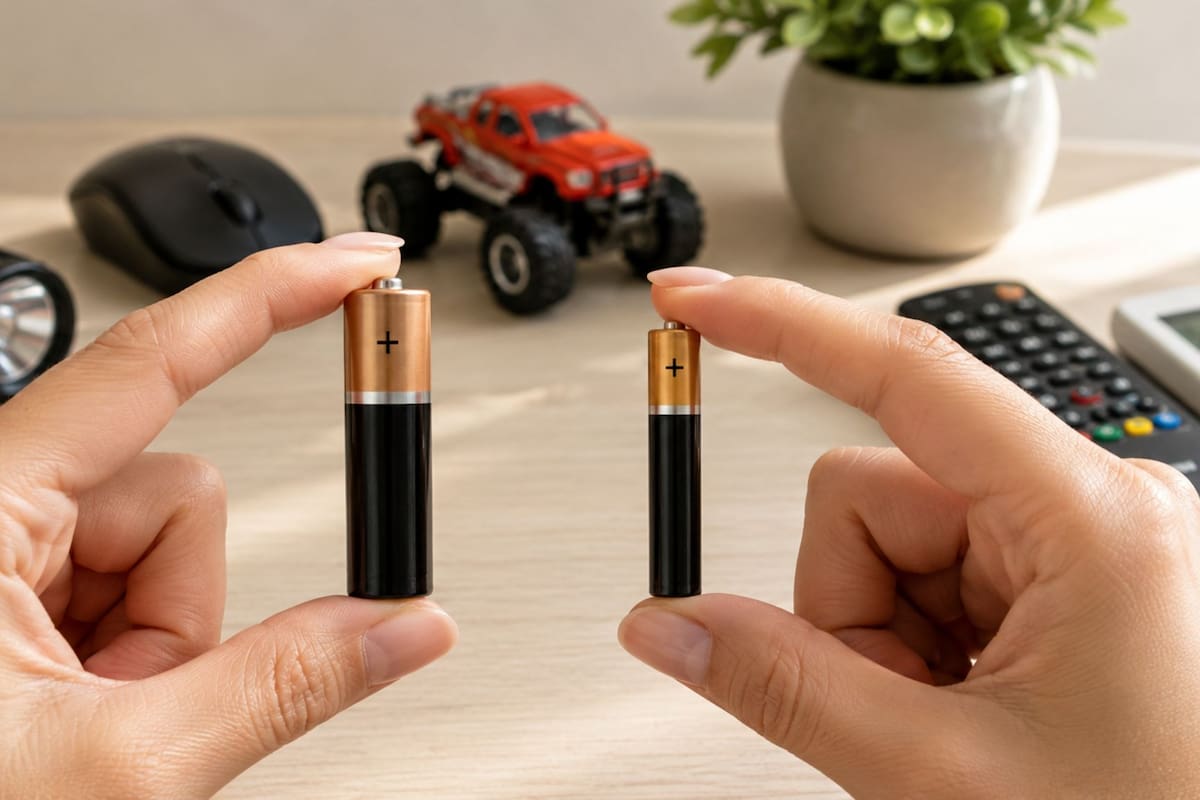 Aunque ambas tienen 1.5 voltios, la diferencia entre las pilas AA y AAA radica en que las primeras ofrecen mayor duración para juguetes y las segundas ahorran espacio en controles, por lo que se recomienda guardarlas en lugares secos, frescos y lejos del calor para evitar el desgaste de su química interna
