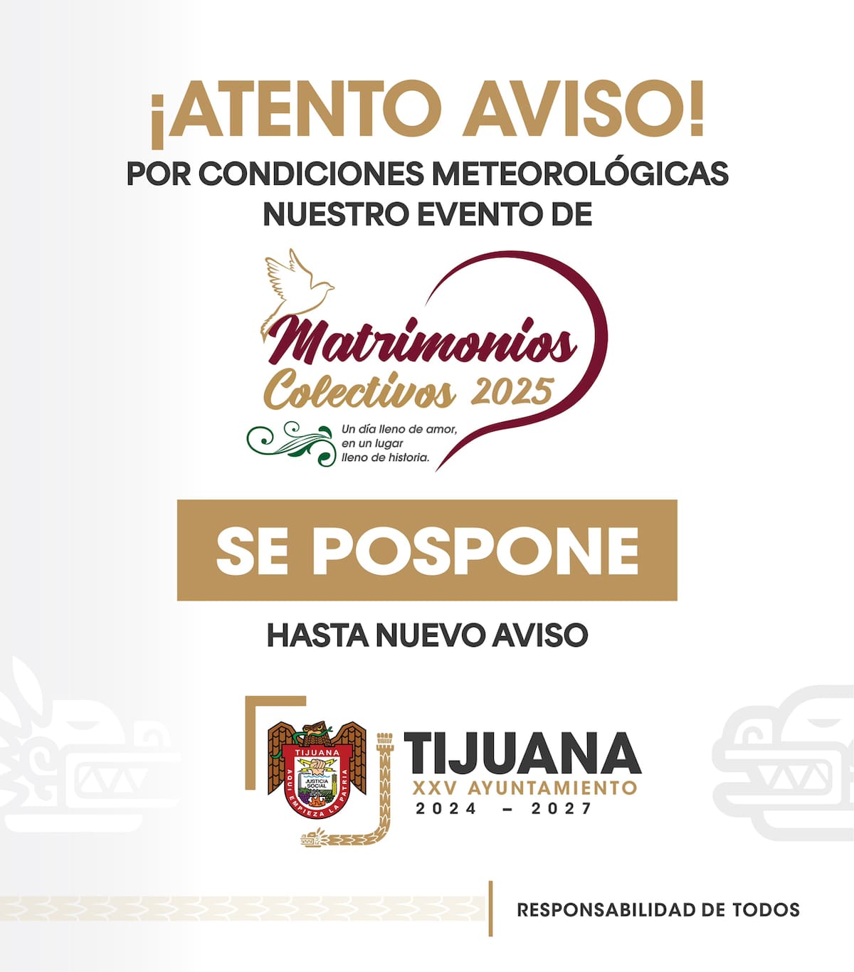 La nueva fecha de la ceremonia se dará a conocer más adelante.
