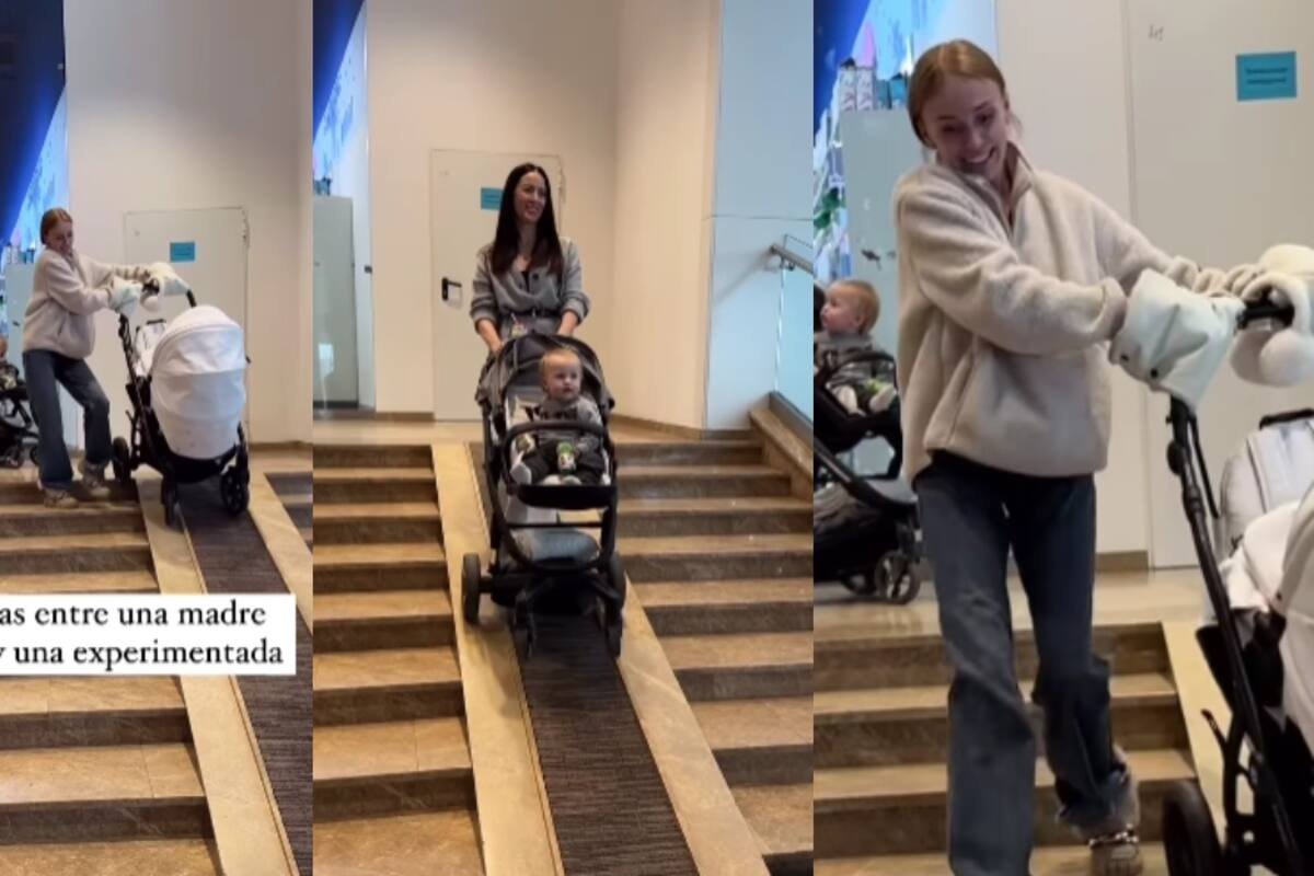 “Una madre primeriza vs una experimentada”: la diferencia al bajar a sus bebés por la rampa del centro comercial se vuelve viral