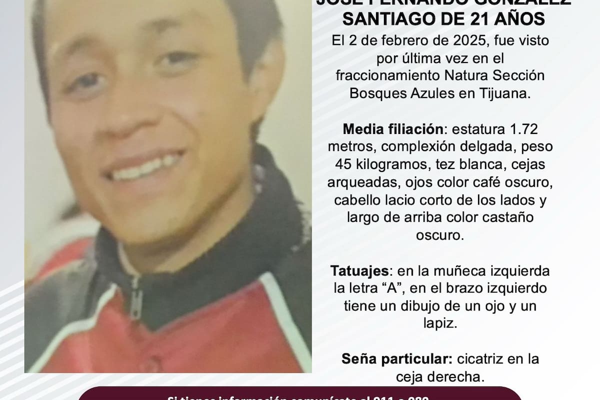 Se busca a José Fernando González Santiago de 21 años de edad
