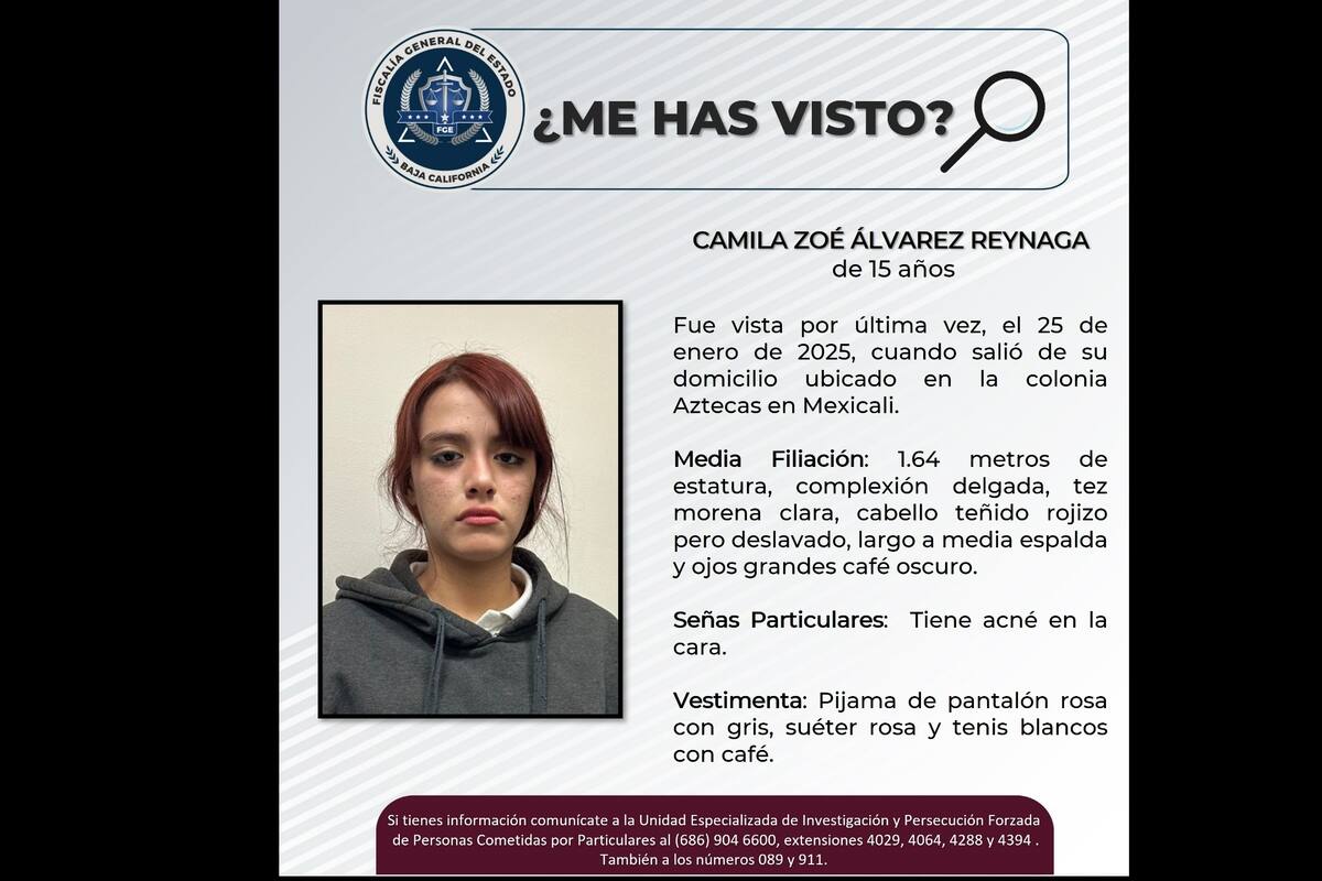 Piden ayuda para localizar a Camila Zoé Álvarez Reynaga