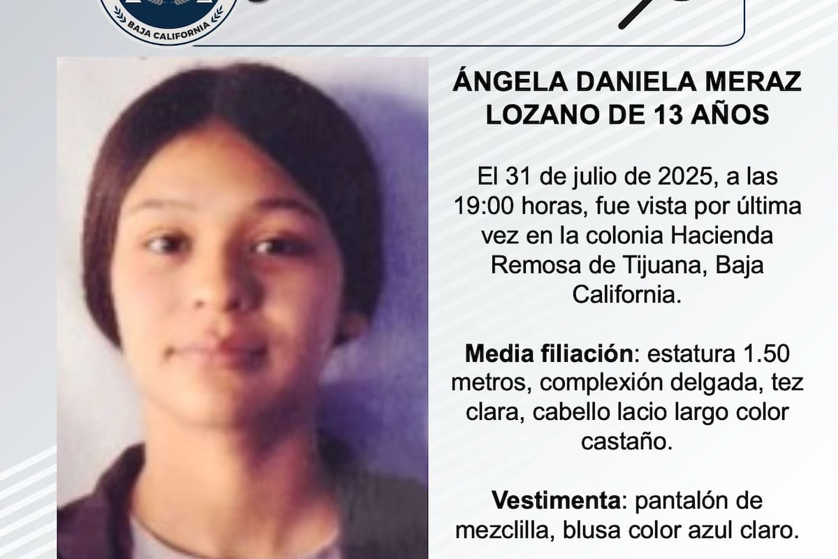 Se busca a Ángela Daniela Meraz Lozano de 13 años