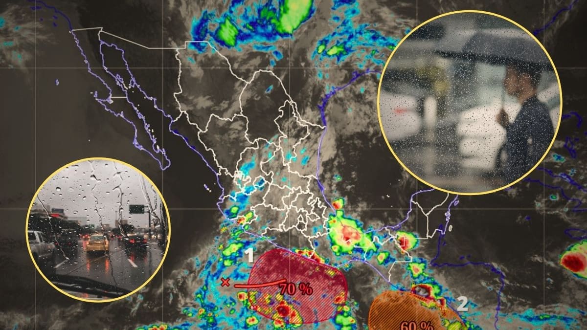 SMN vigila dos zonas de baja presión en el Pacífico con 70% de probabilidad de convertirse en ciclones tropicales durante las próximas 48 horas