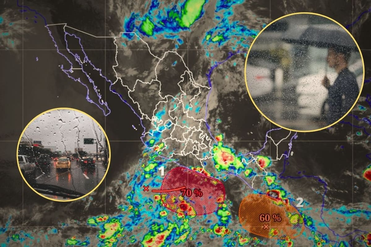 SMN vigila dos zonas de baja presión en el Pacífico con 70% de probabilidad de convertirse en ciclones tropicales durante las próximas 48 horas