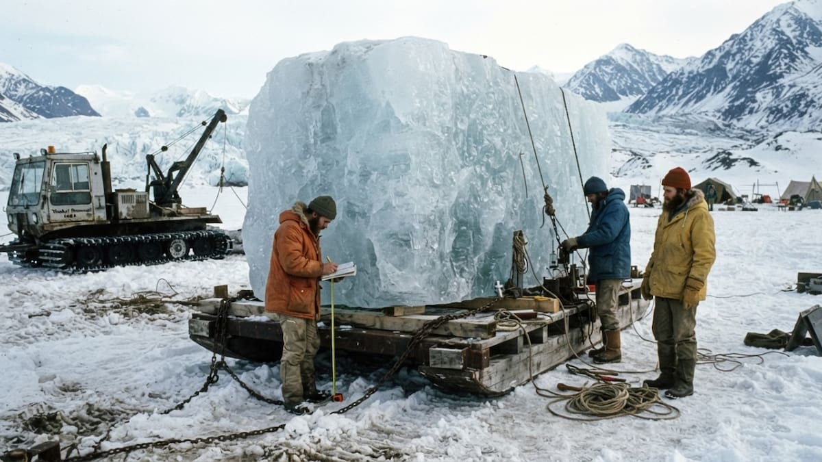 El bloque de hielo trasladado desde Alaska hasta Iowa pesaba aproximadamente 1,133 kilogramos y procedía del glaciar Portage.
