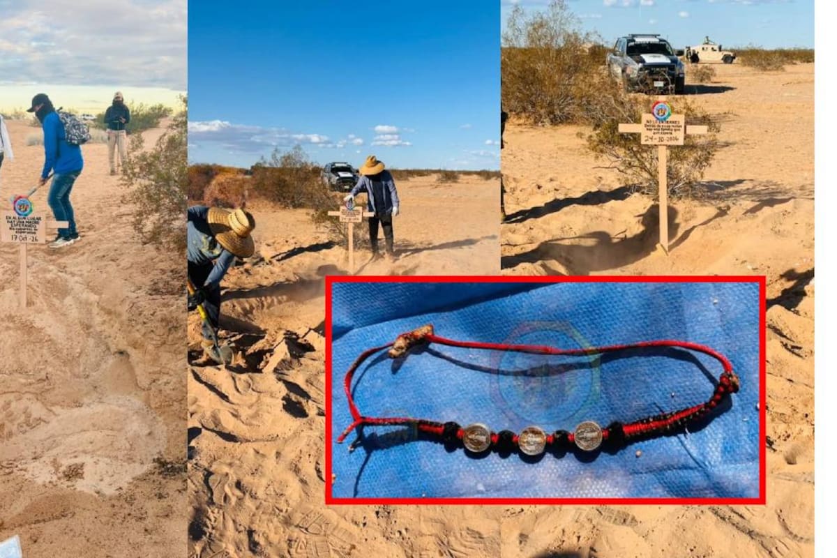 Hallan tres fosas con restos humanos en zona desértica de San Luis Río Colorado