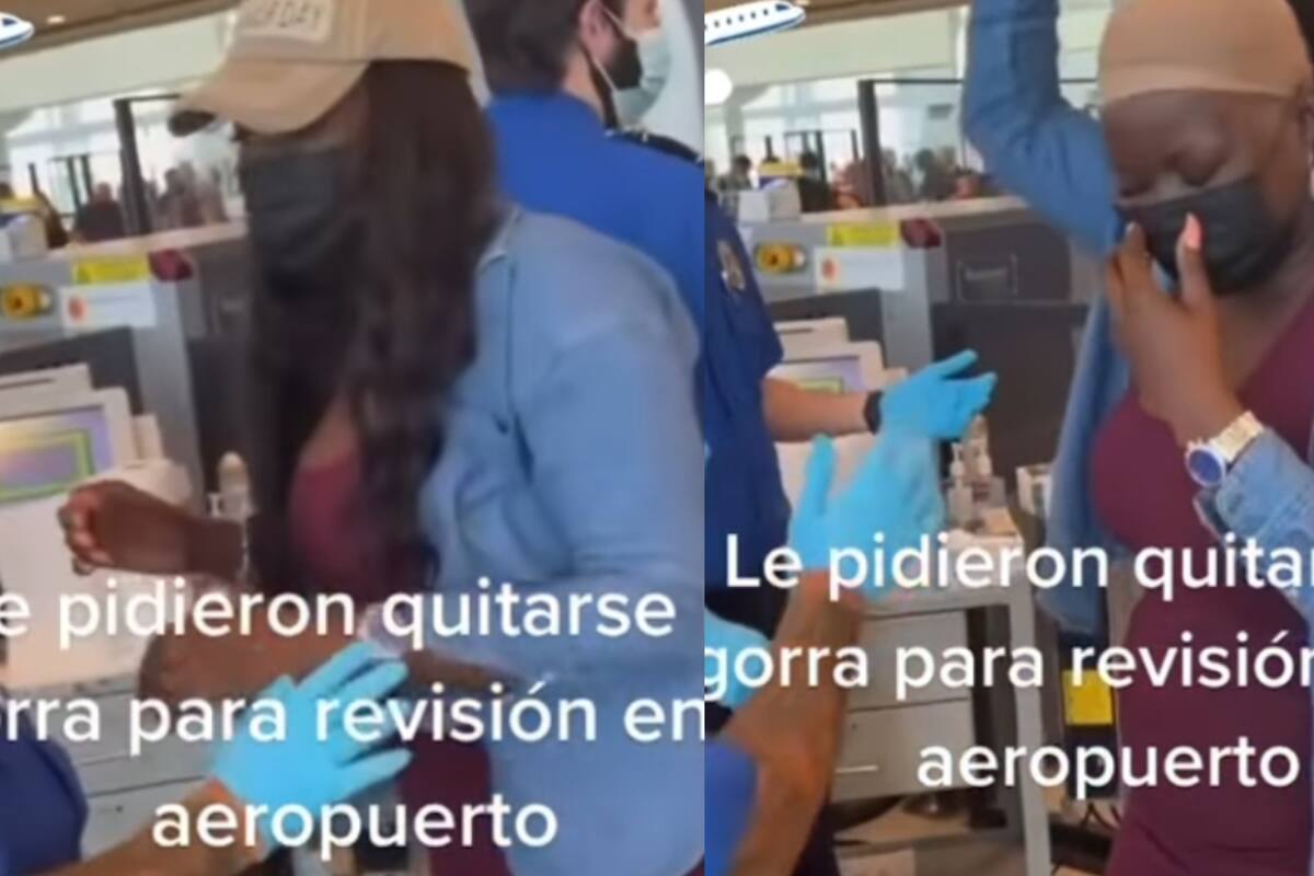 Le piden quitarse la gorra en el aeropuerto, pero era una peluca y queda expuesta frente a todos
