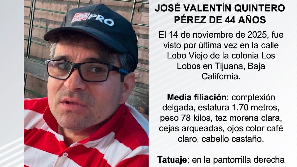 Se busca a José Valentín Quintero Pérez de 44 años