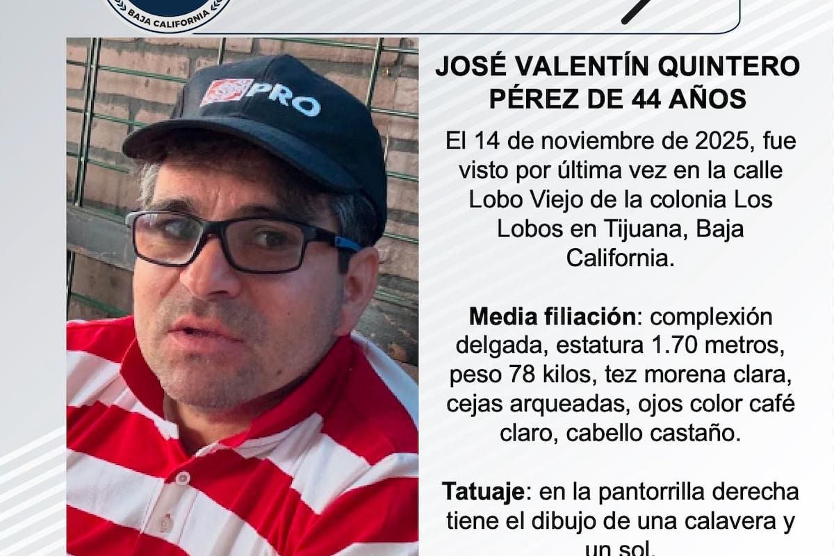 Se busca a José Valentín Quintero Pérez de 44 años