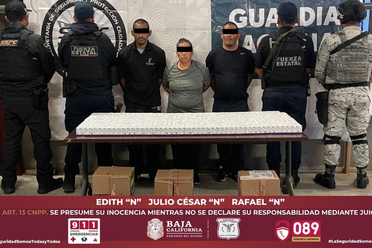 Decomisan 50 mil pastillas de alprazolam en Tijuana; tres detenidos