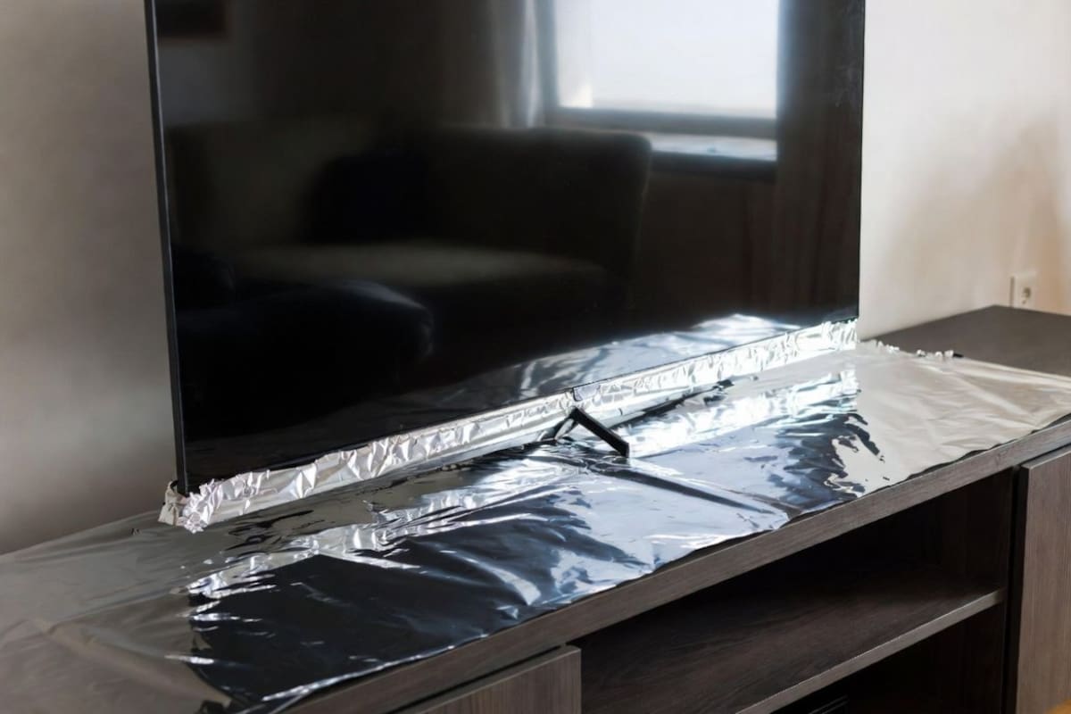 Por qué recomiendan poner papel aluminio debajo del televisor y cómo este sencillo truco puede ayudar a reducir la acumulación de polvo y mejorar su conservación
