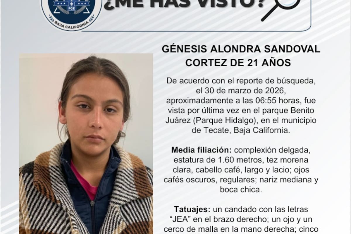 Se busca Génesis Alondra Sandoval Cortez de 21 años de edad