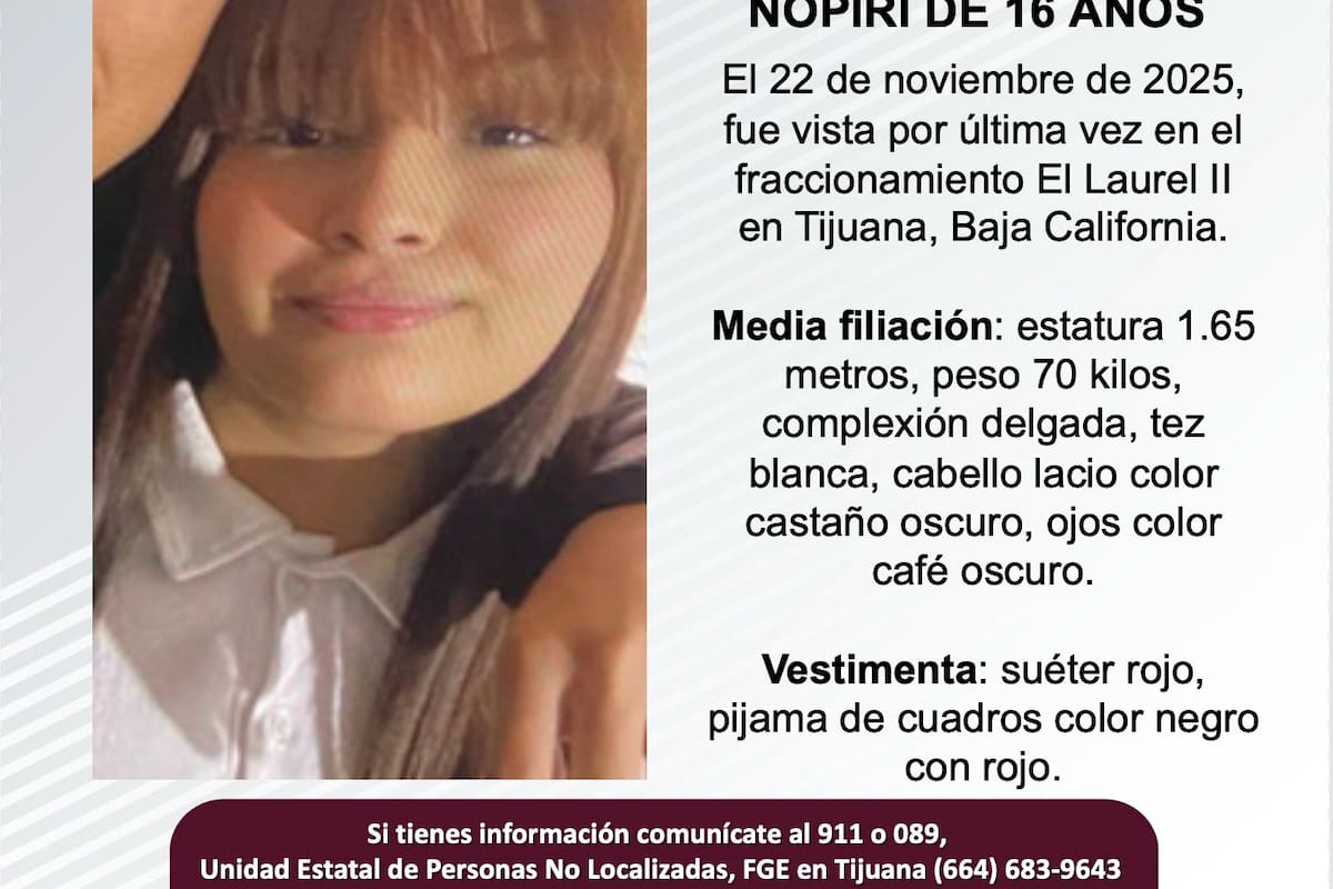 Se busca a Dulce Anahí Montiel Nopiri de 16 años de edad