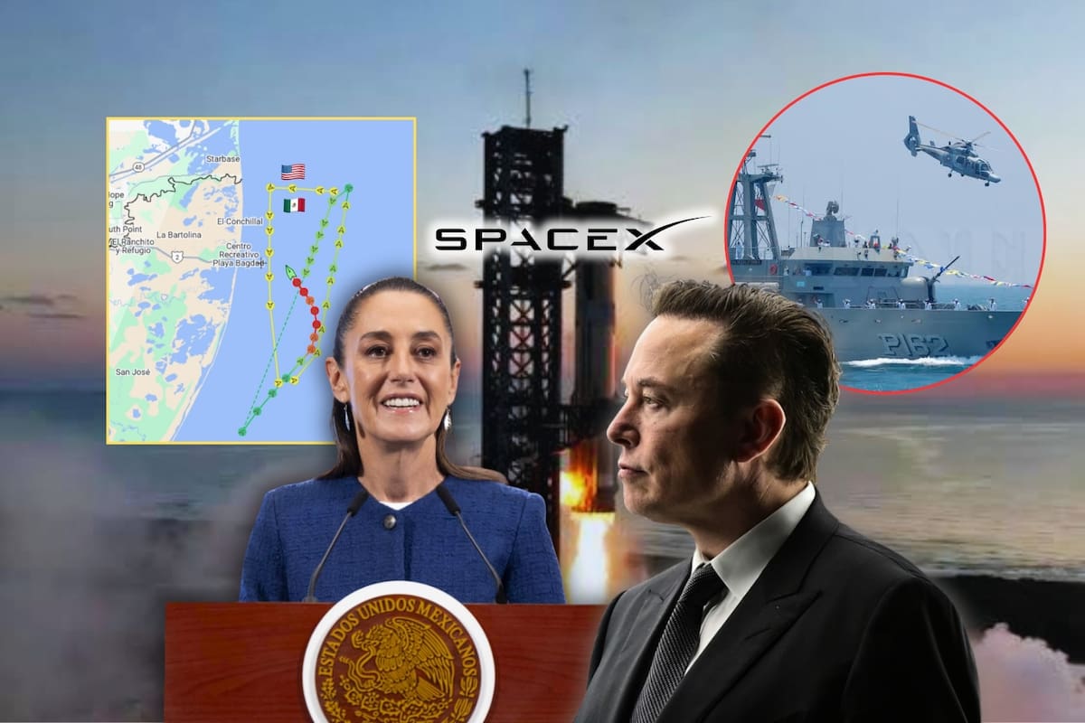 Buque de la SEMAR vigila costas de Tamaulipas luego de que embarcaciones de SpaceX, de Elon Musk, intentaran entrar ilegalmente a aguas mexicanas para recoger basura espacial tras la denuncia de Sheinbaum por daño ambiental